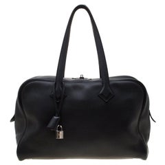 Sac Hermes Victoria II Fourre Tout 35 en cuir noir