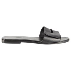 Hermès Black Leather View Slides Size IT 40.5