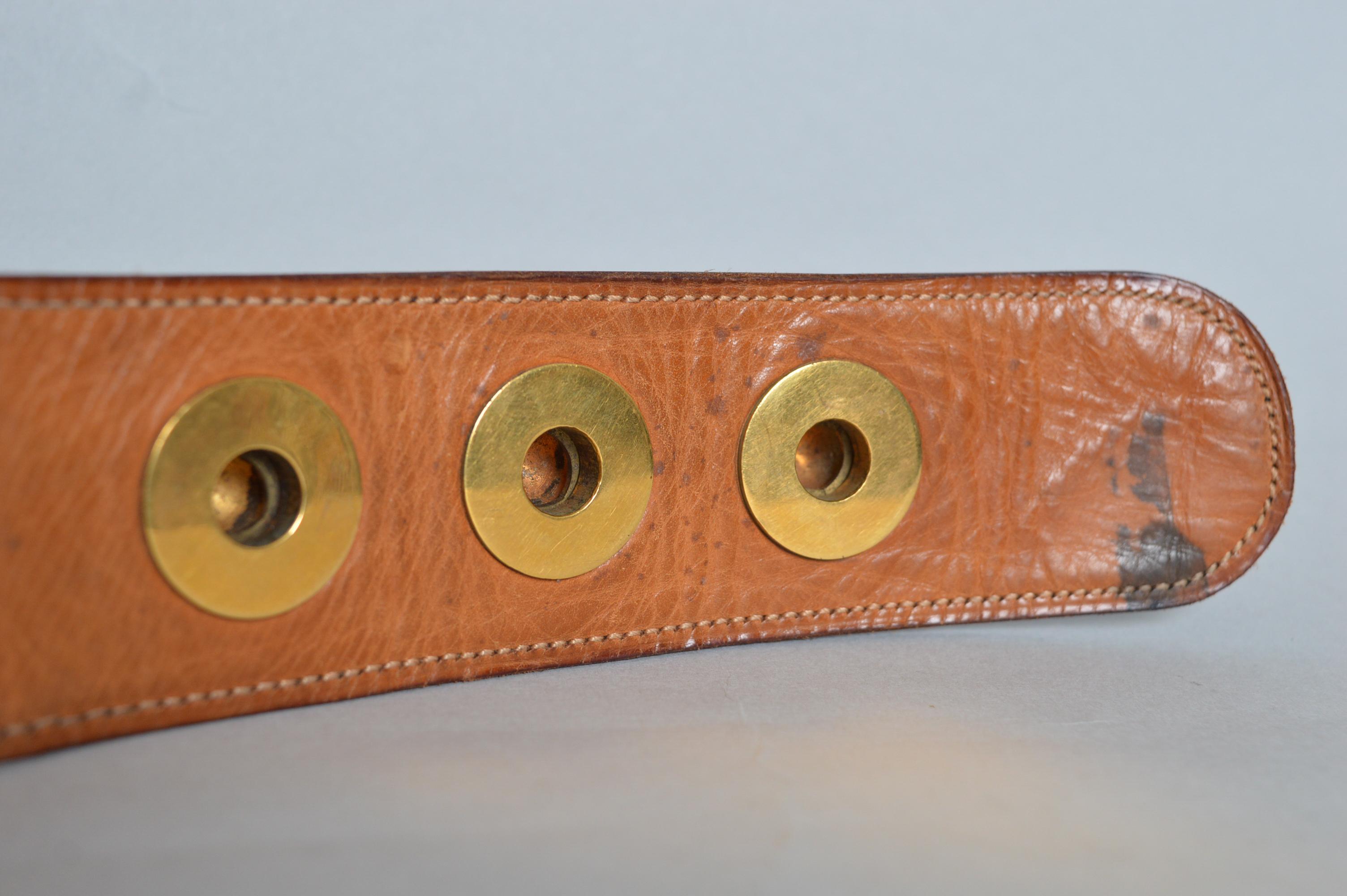 Hermès Black leather waist belt with decorative Gold square detail For Sale 6
