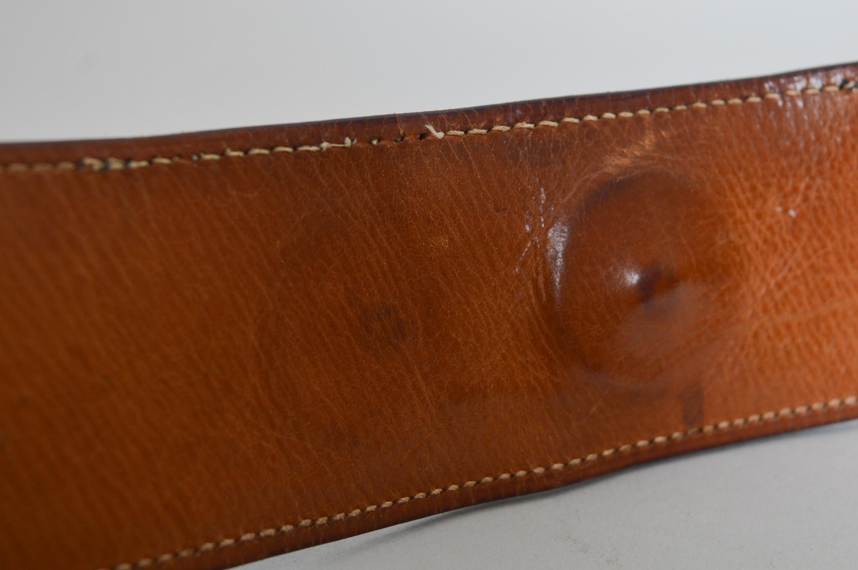 Hermès Black leather waist belt with decorative Gold square detail For Sale 7