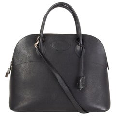 Used HERMES black Liegee leather BOLIDE 35 Bag