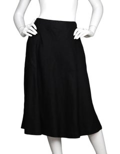 Hermes Black Linen A Line Skirt Sz 42