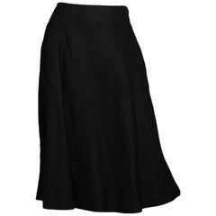 Hermes Black Linen A Line Skirt Sz 42