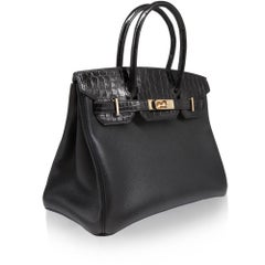 Hermès Black Lisse Crocodile 30cm SAC Birkin Bag