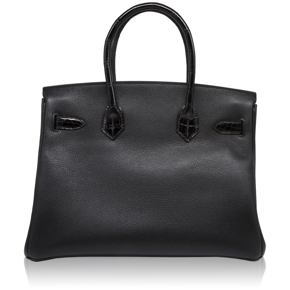 Hermès Black Lisse Crocodile 30cm SAC Birkin Bag In Excellent Condition In London, GB