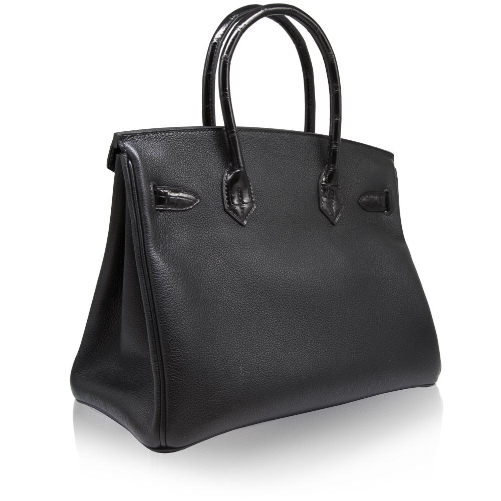 Women's Hermès Black Lisse Crocodile 30cm SAC Birkin Bag