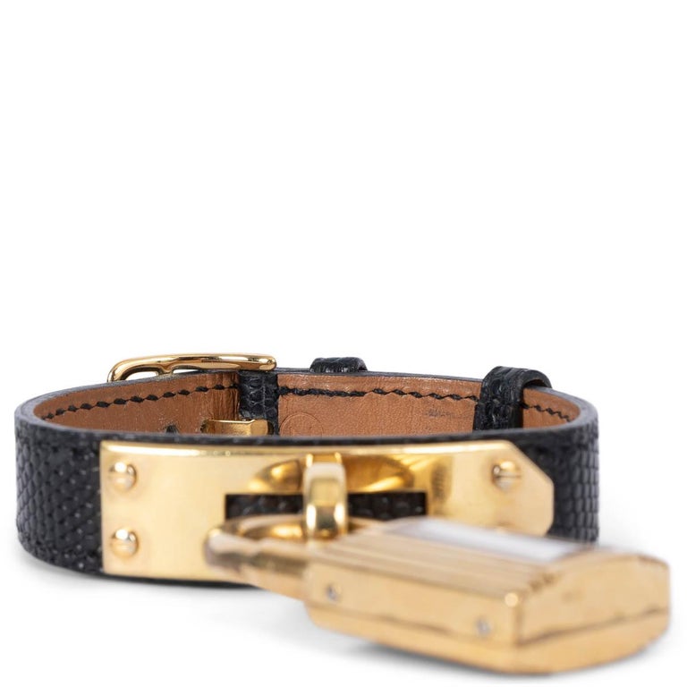 Hermes black lizard 1996 KELLY 19MM Watch Gold at 1stDibs display picture 1