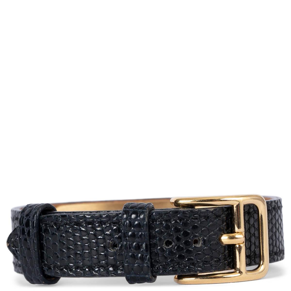 Hermes black lizard 1996 KELLY 19MM Watch Gold In Good Condition In Zürich, CH