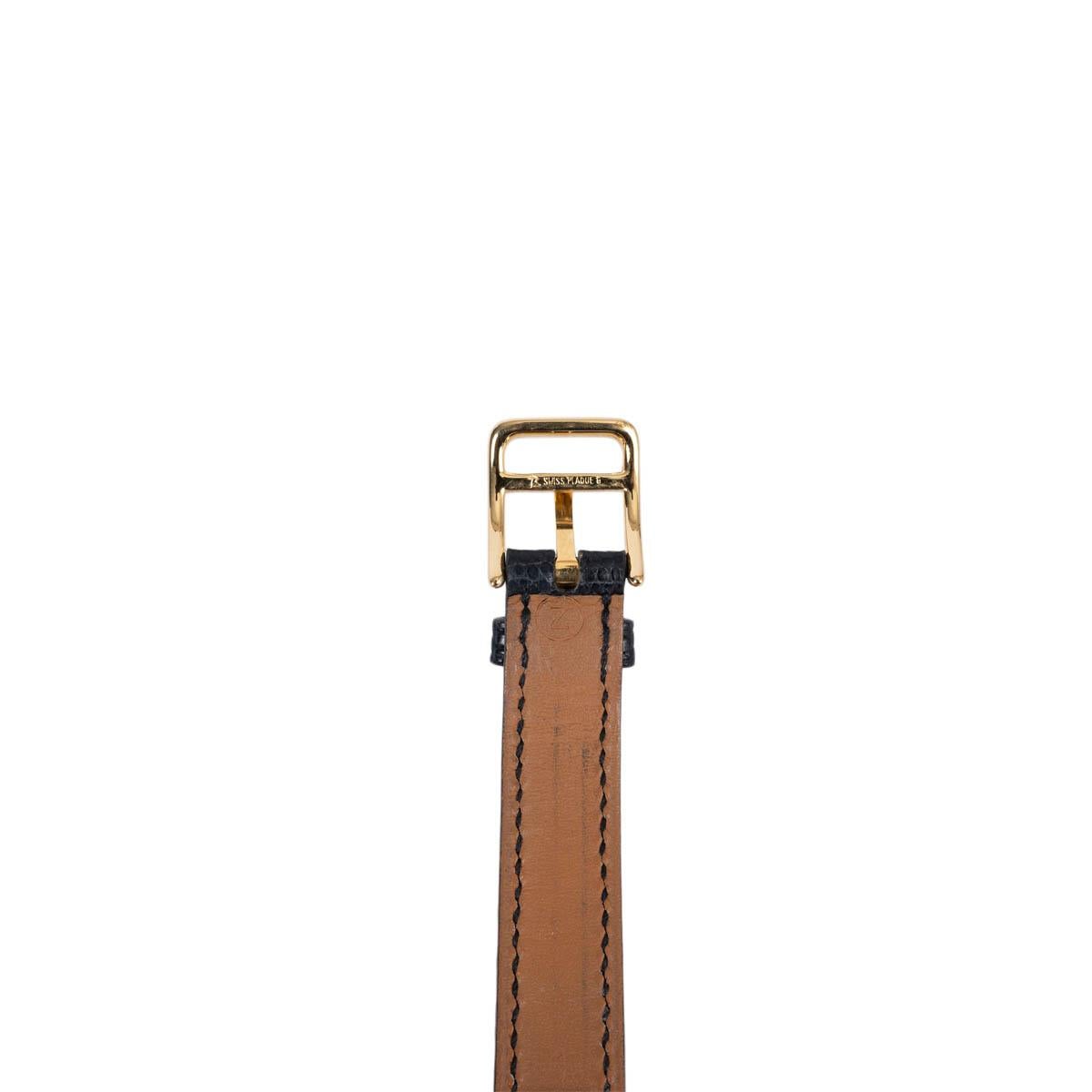 Hermes black lizard 1996 KELLY 19MM Watch Gold 3