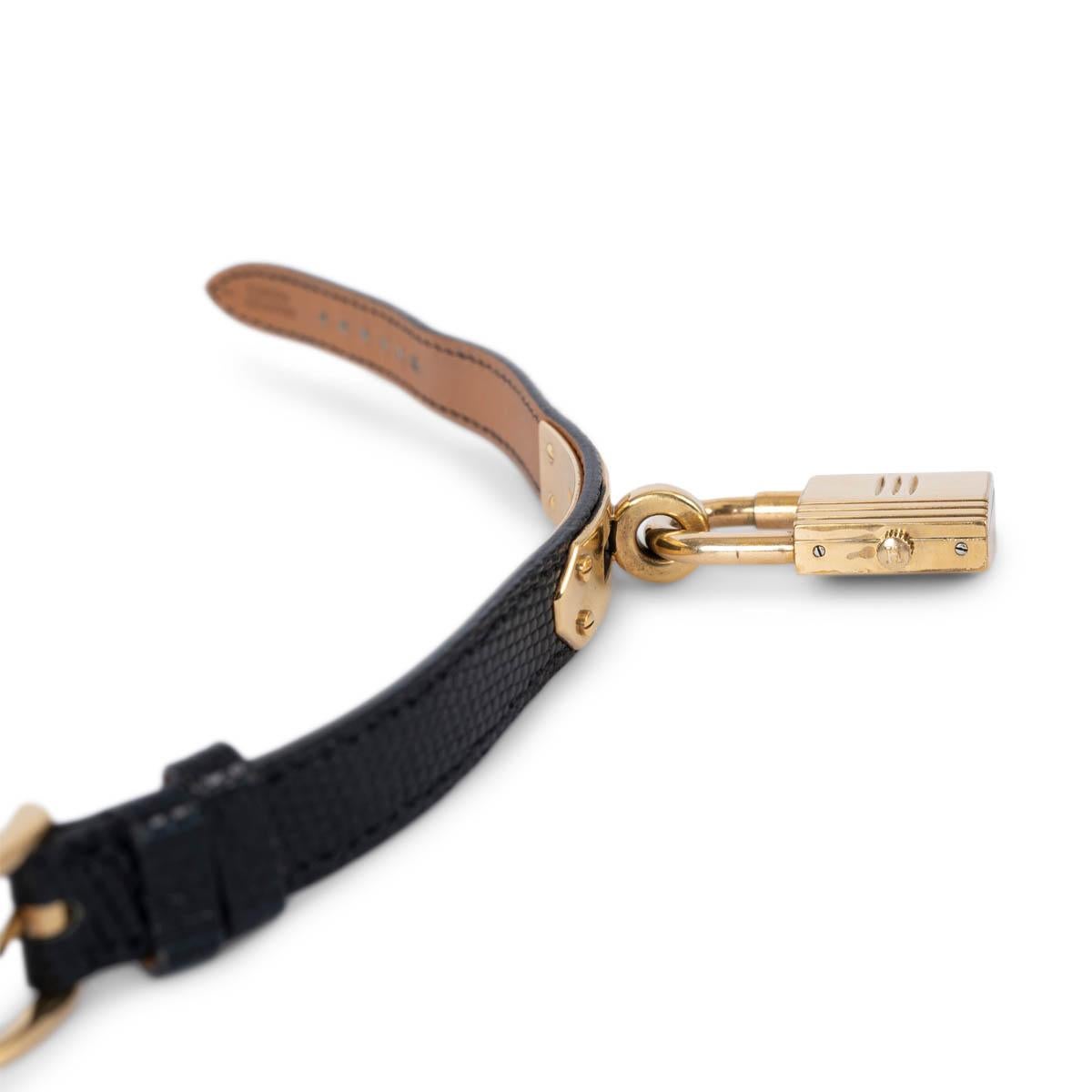 Hermes black lizard 1996 KELLY 19MM Watch Gold 4