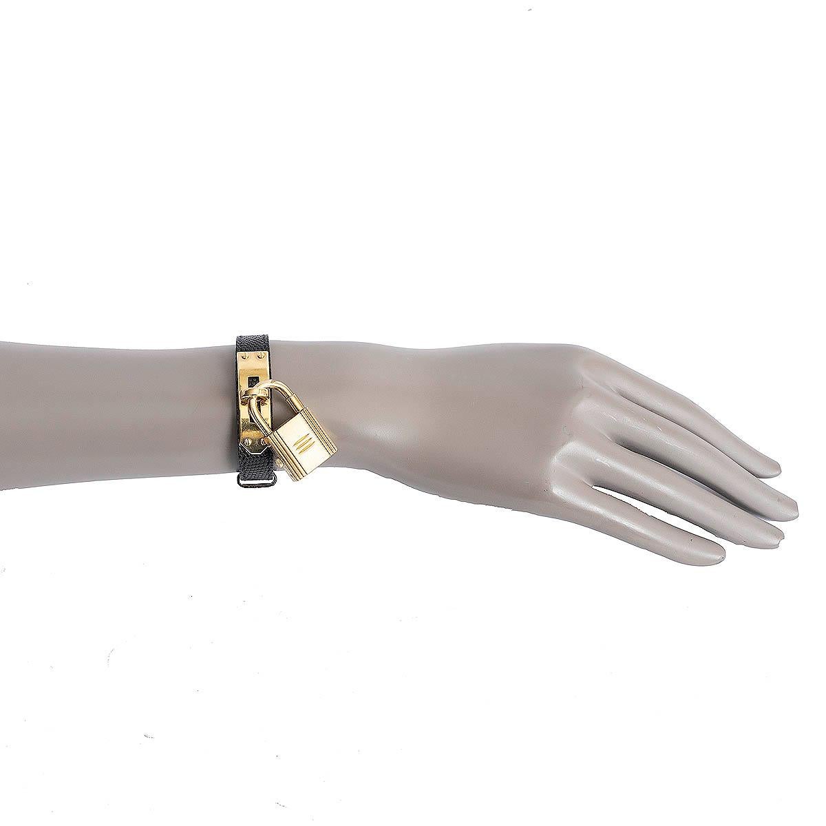 Hermes black lizard 1996 KELLY 19MM Watch Gold 5