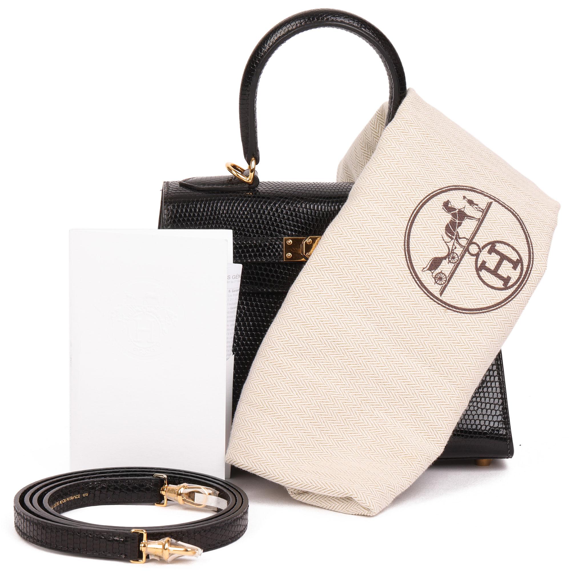 Hermès Black Lizard Leather Vintage Kelly 20cm Sellier im Angebot 6