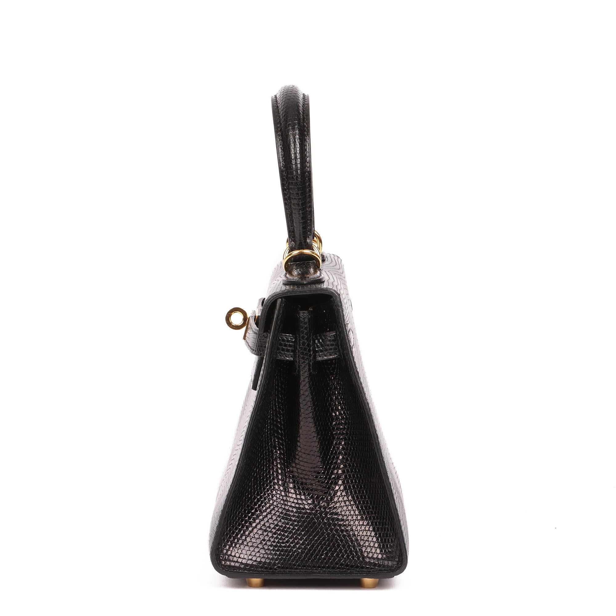 Hermès Black Lizard Leather Vintage Kelly 20cm Sellier im Zustand „Hervorragend“ im Angebot in Bishop's Stortford, Hertfordshire