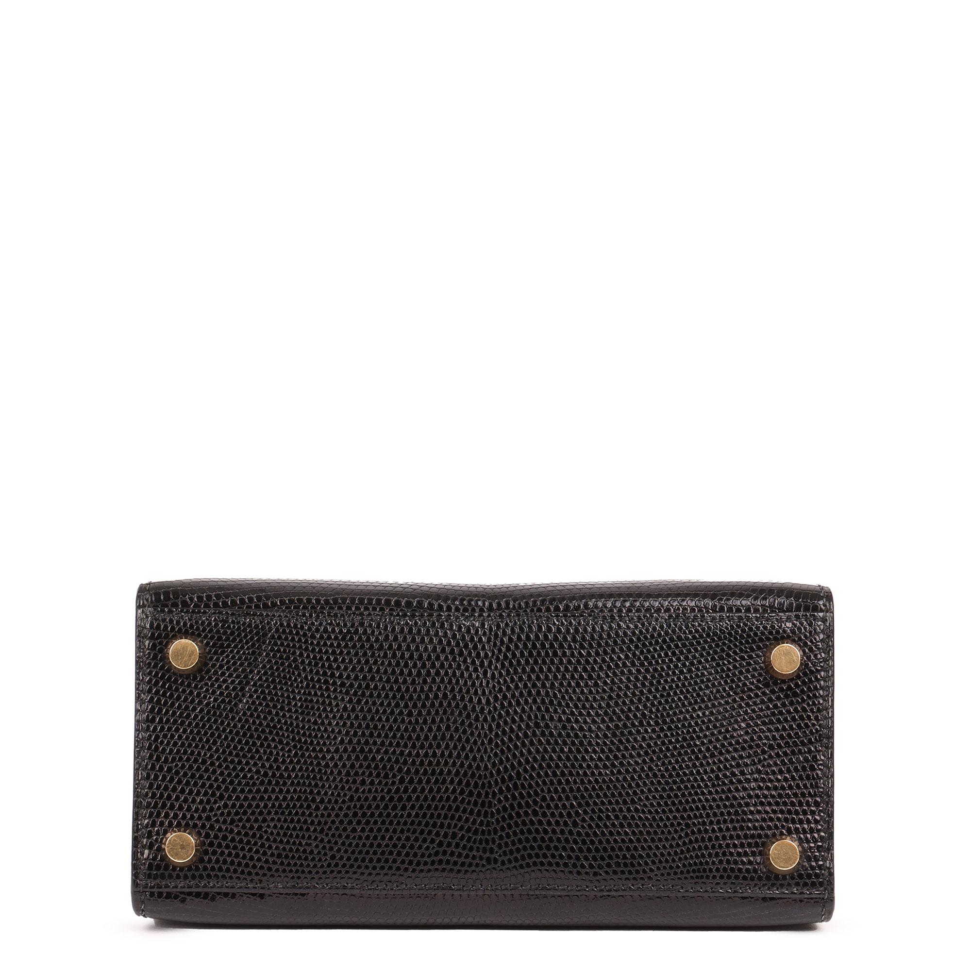 Hermès Black Lizard Leather Vintage Kelly 20cm Sellier im Angebot 1