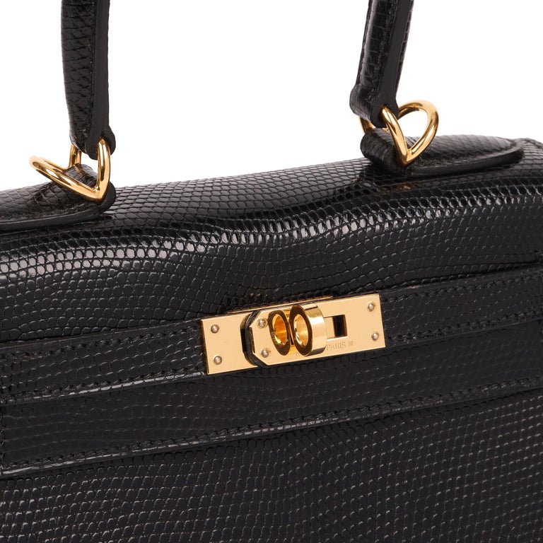 Hermès Superb Hermes bag Buttonhole vintage black lizard leather