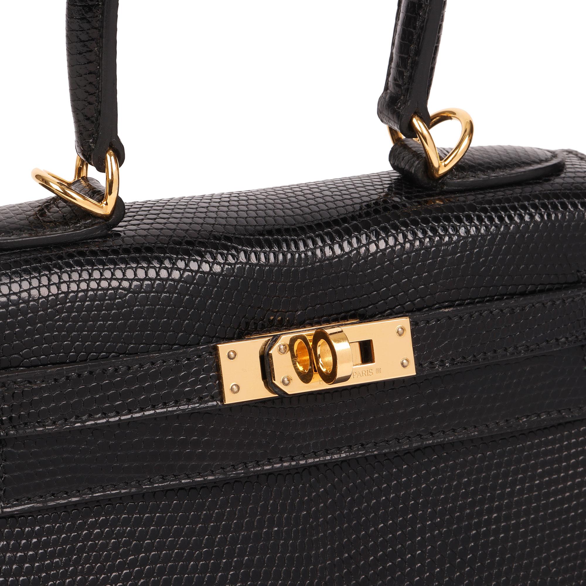 Hermès Black Lizard Leather Vintage Kelly 20cm Sellier im Angebot 2