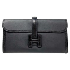 Hermès Black Lizard & Swift Jige Clutch Bag, 2019