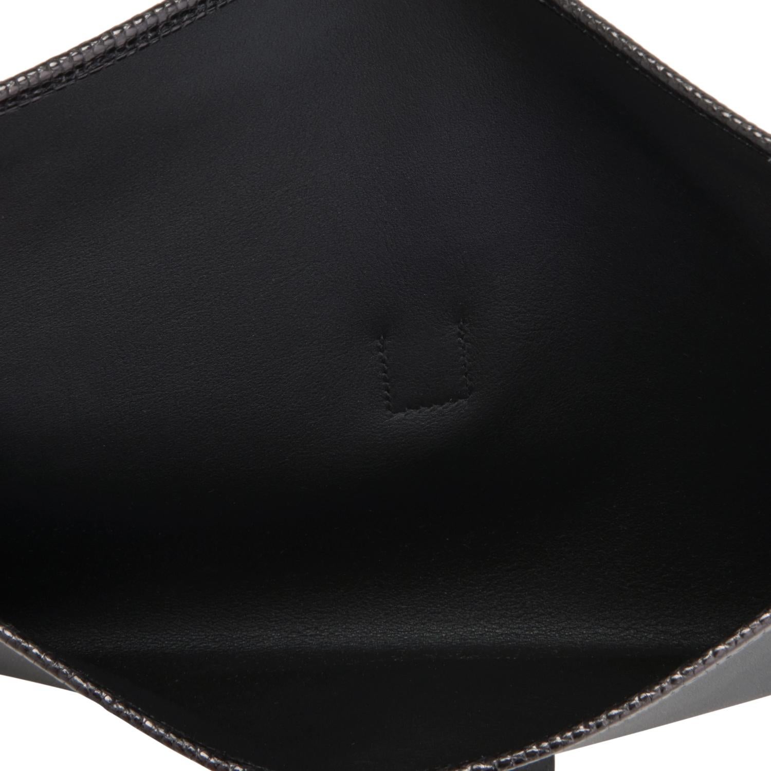 Hermes Black Lizard Swift Jige Elan 29cm Clutch Bag  In New Condition In New York, NY