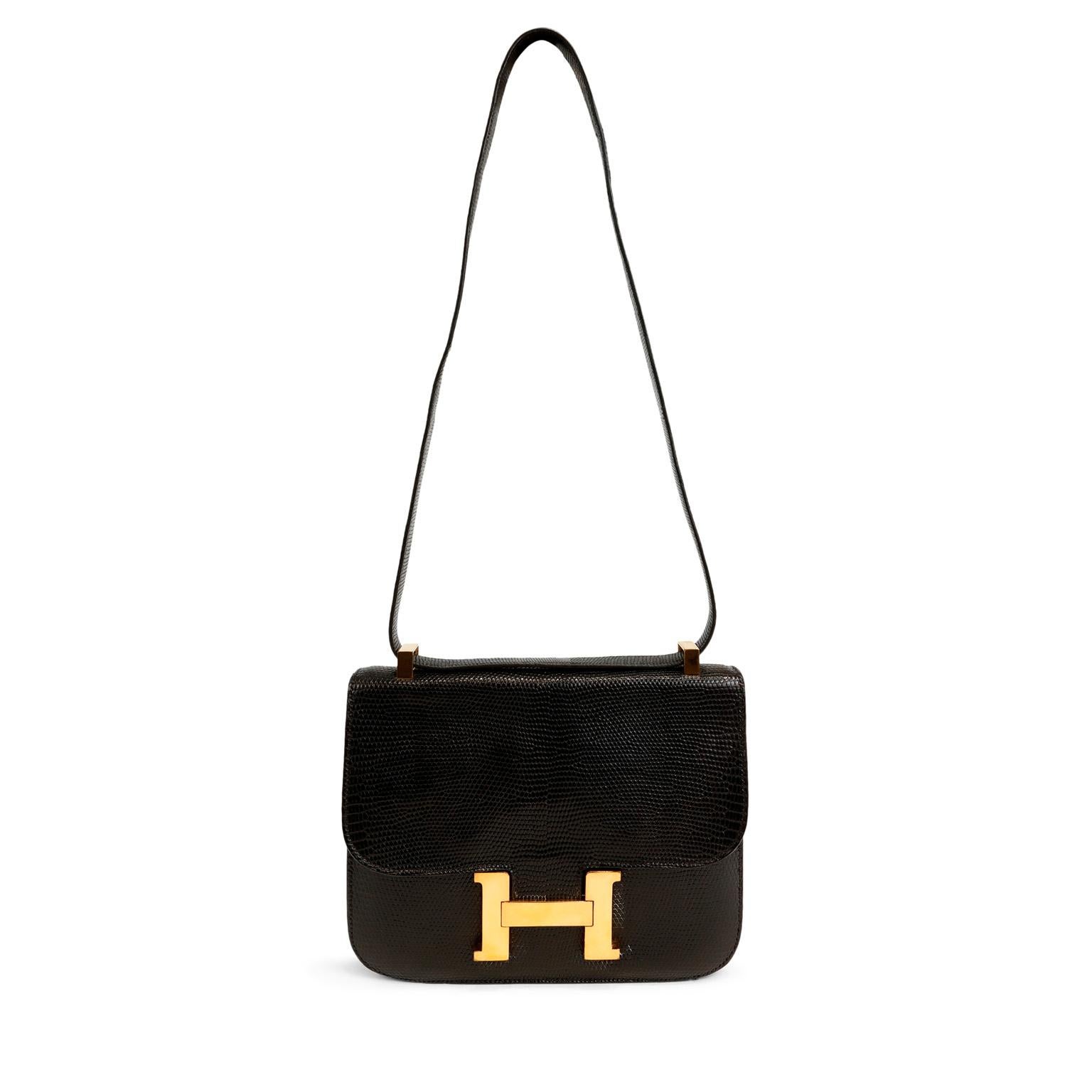 Women's Hermès Black Lizard Vintage Constance