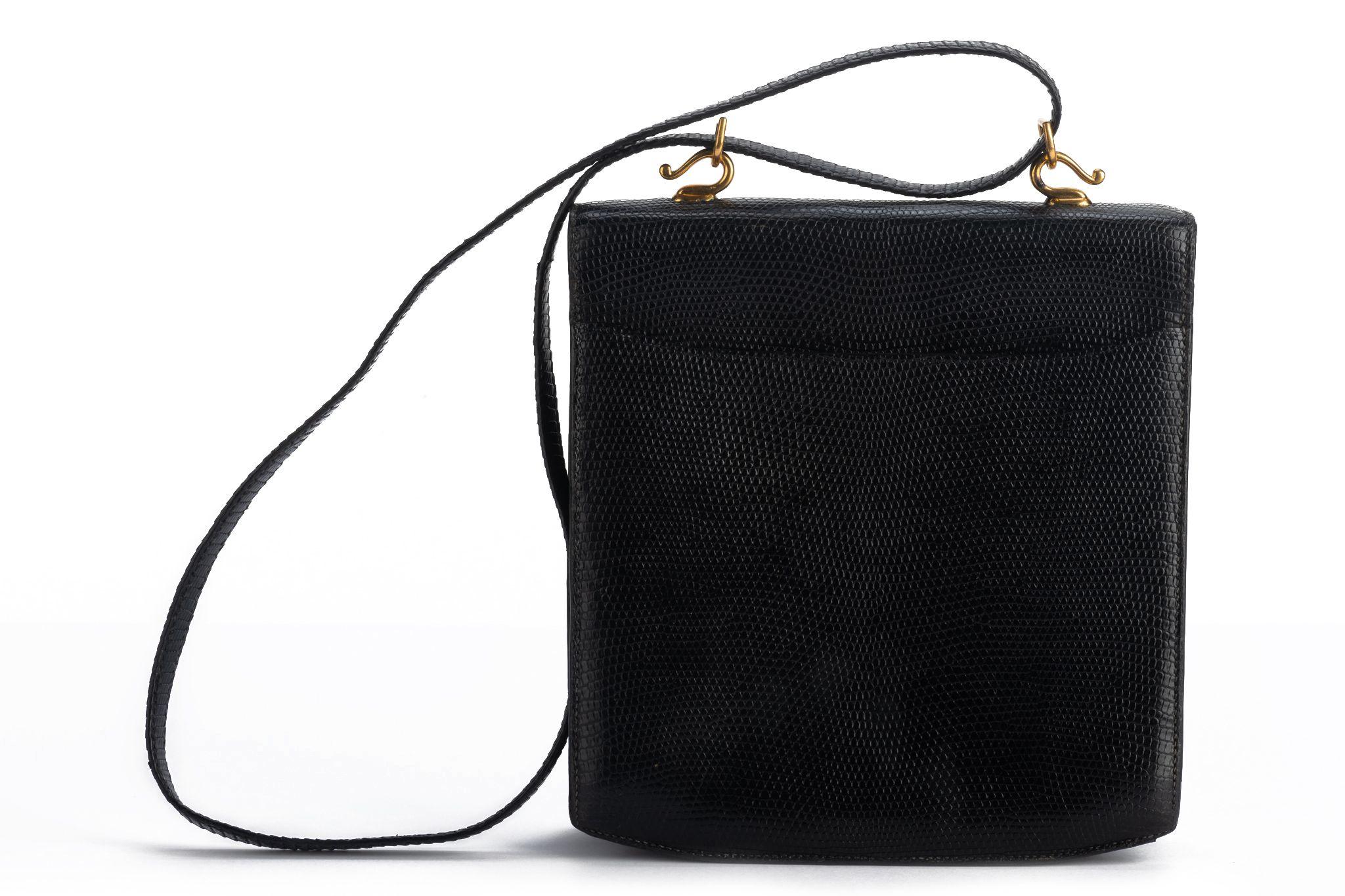 Women's Hermes Black Lizard Vintage Shoulder Bag For Sale