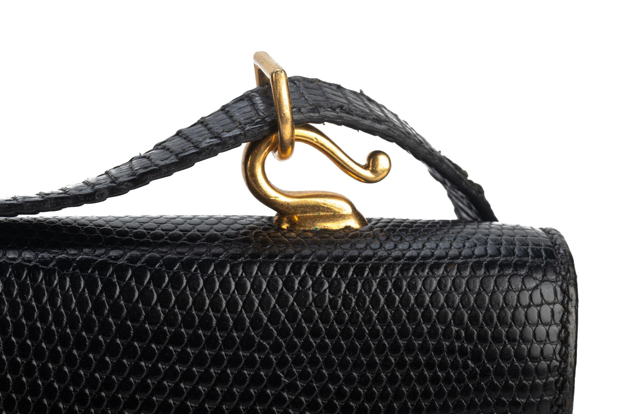 Hermes Black Lizard Vintage Shoulder Bag For Sale 2