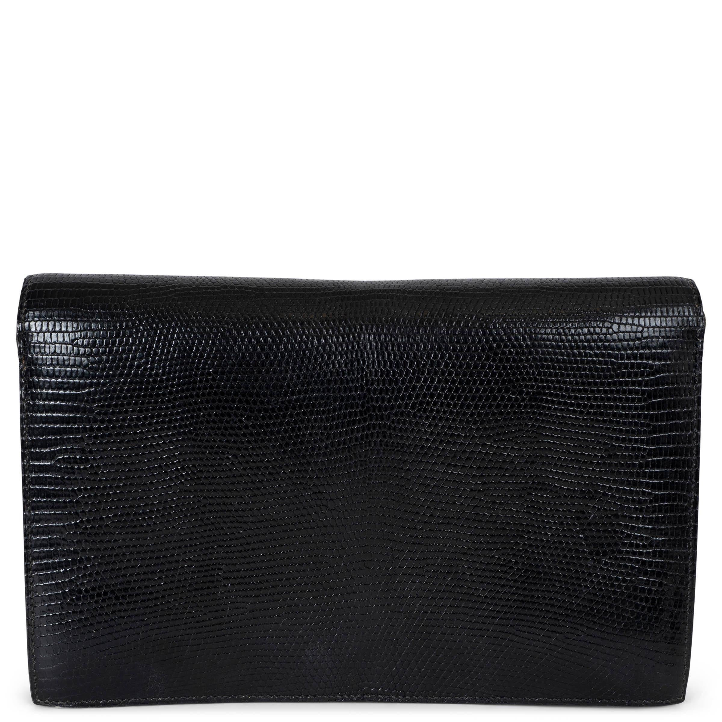 Noir HERMES noir LYDIE LIZARD Pochette Sac à bandoulière en vente