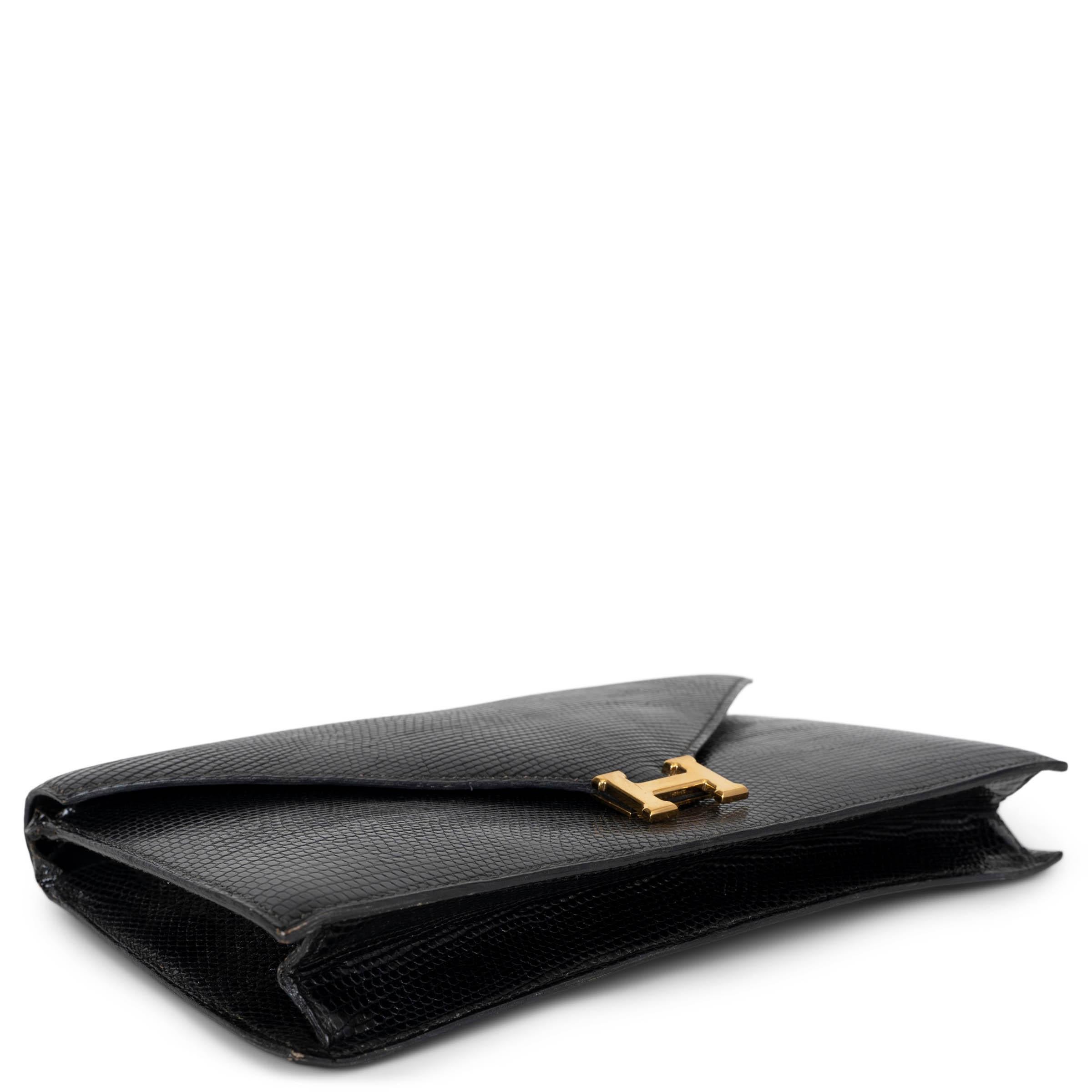 HERMES noir LYDIE LIZARD Pochette Sac à bandoulière Excellent état - En vente à Zürich, CH