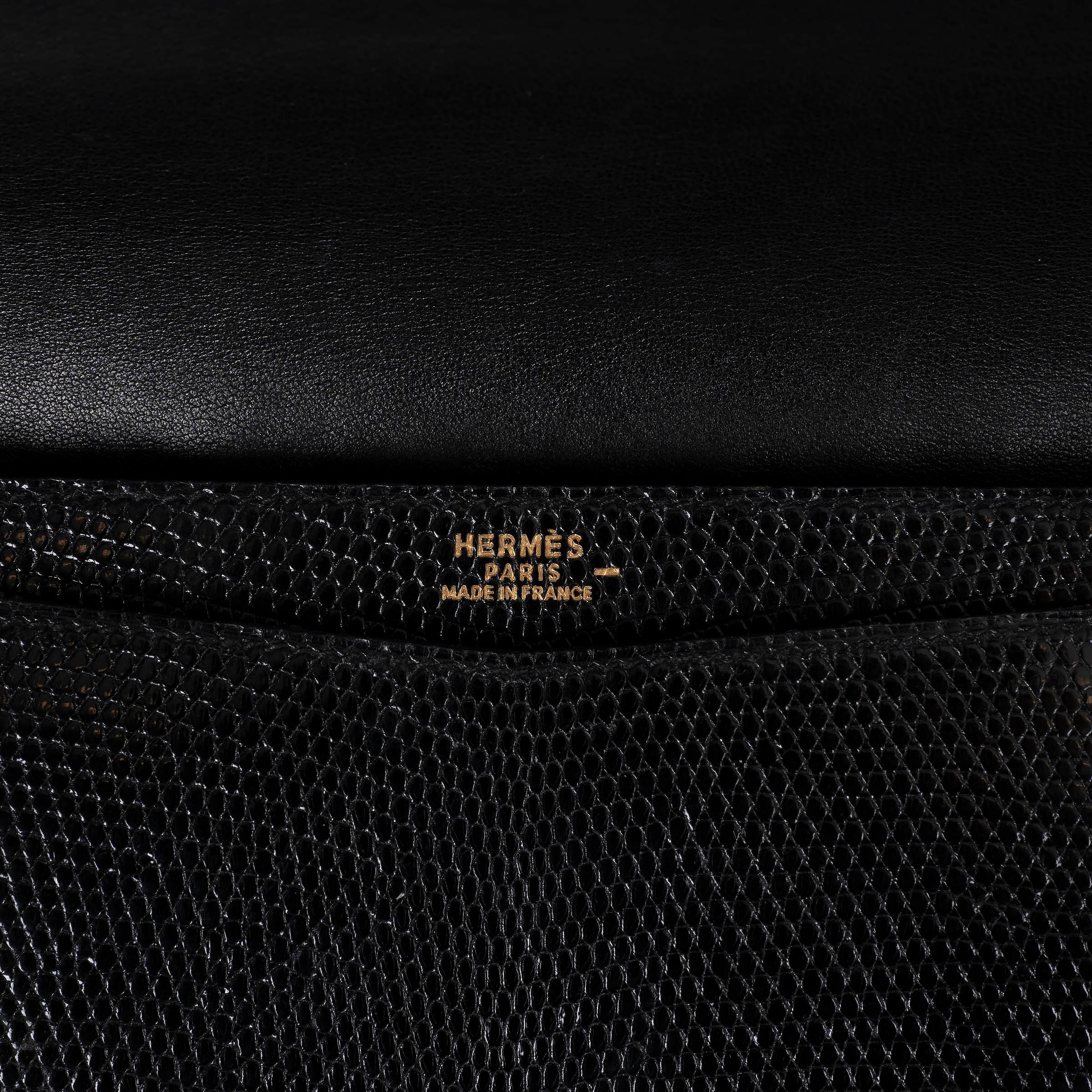 HERMES noir LYDIE LIZARD Pochette Sac à bandoulière en vente 2