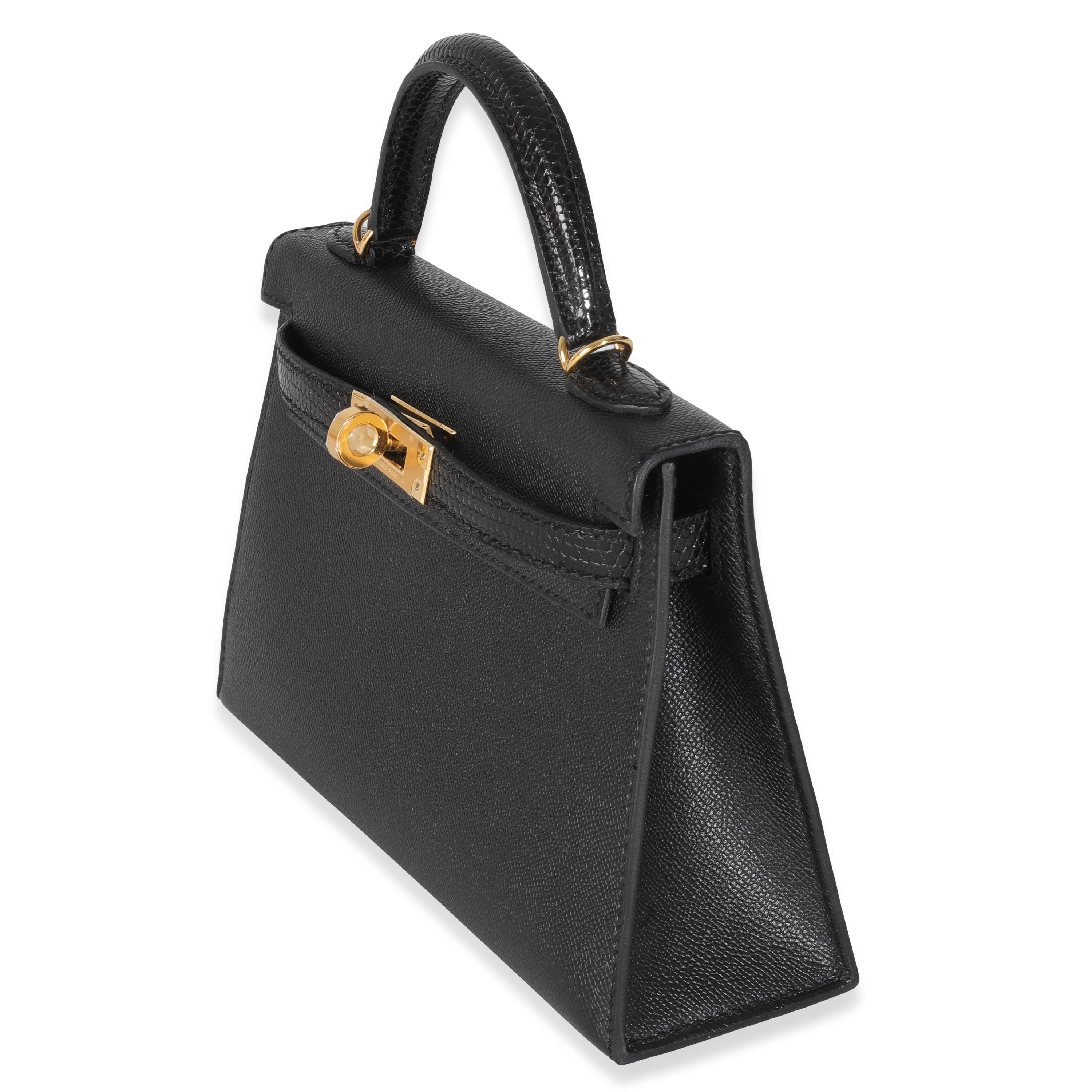 Hermès Negro Madame Lagarto Tacto Mini Kelly 20 II GHW en Nuevo estado para la venta en New York, NY