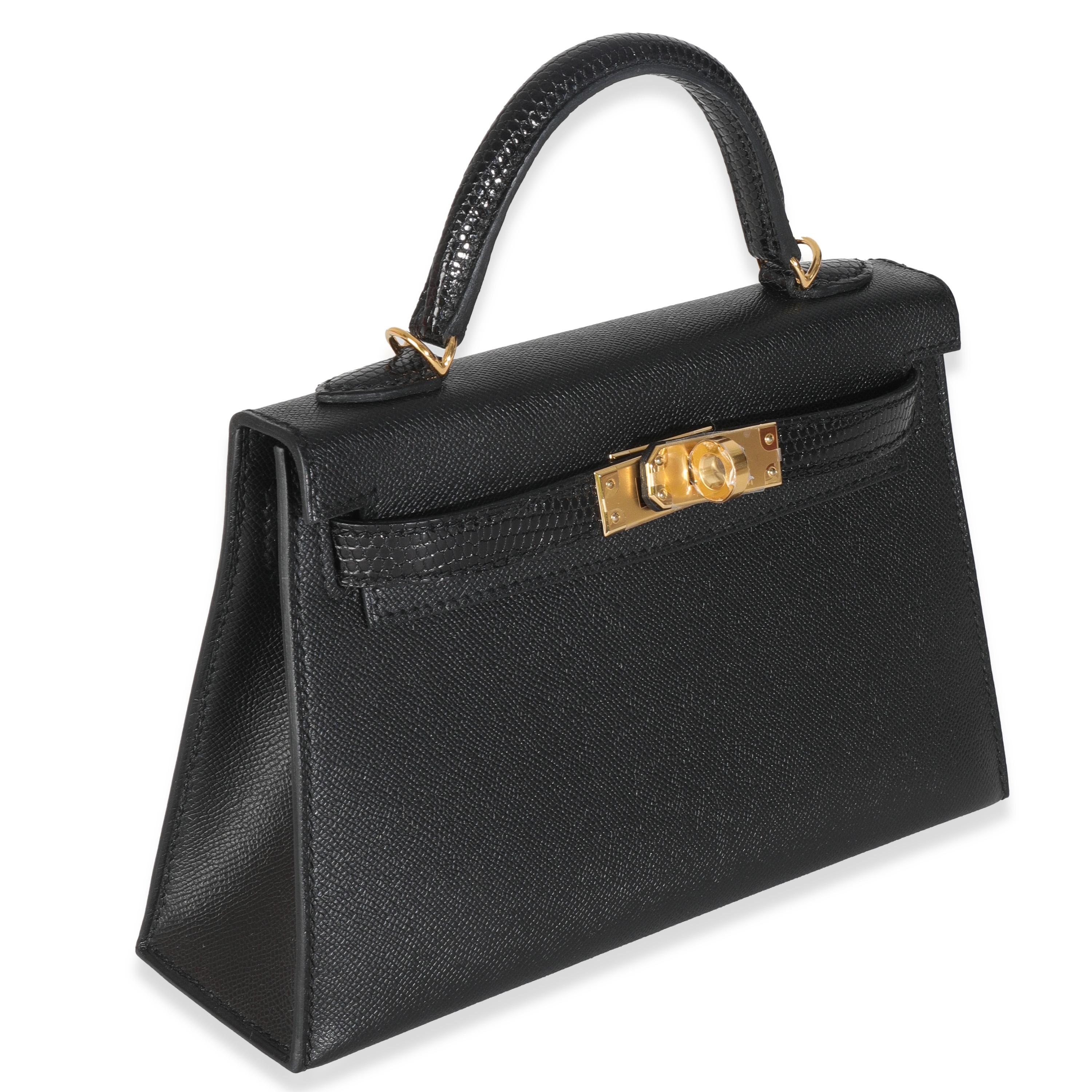 Femenino o masculino Hermès Negro Madame Lagarto Tacto Mini Kelly 20 II GHW en venta