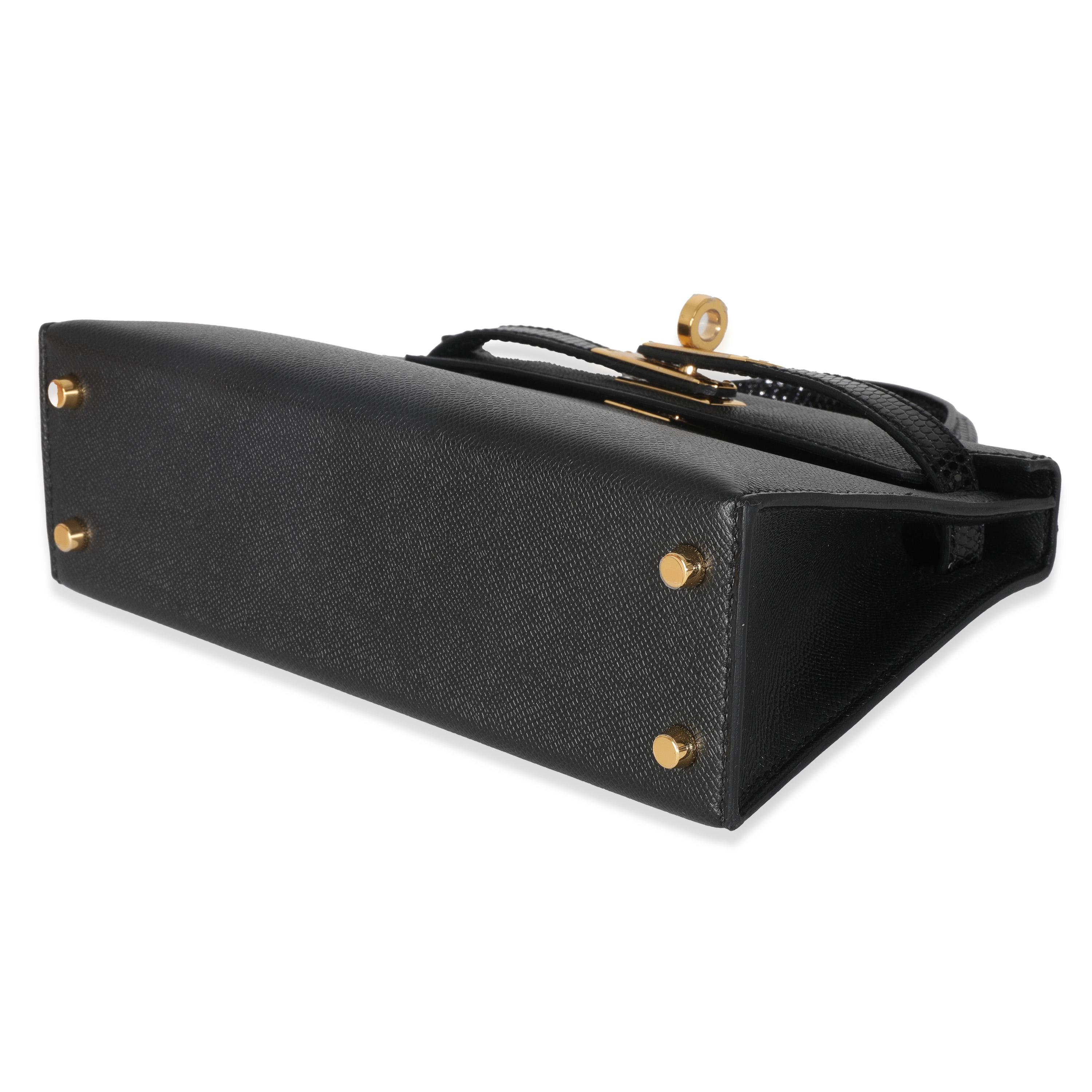 Hermès Negro Madame Lagarto Tacto Mini Kelly 20 II GHW en venta 3