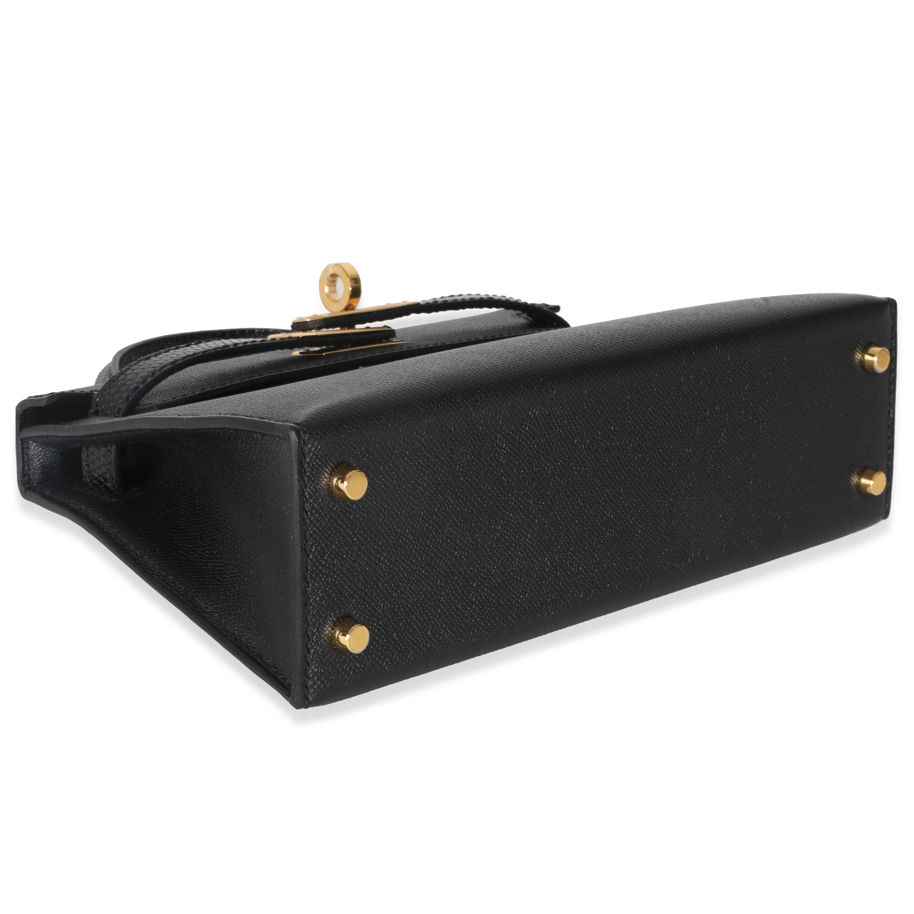 Hermès Negro Madame Lagarto Tacto Mini Kelly 20 II GHW en venta 4