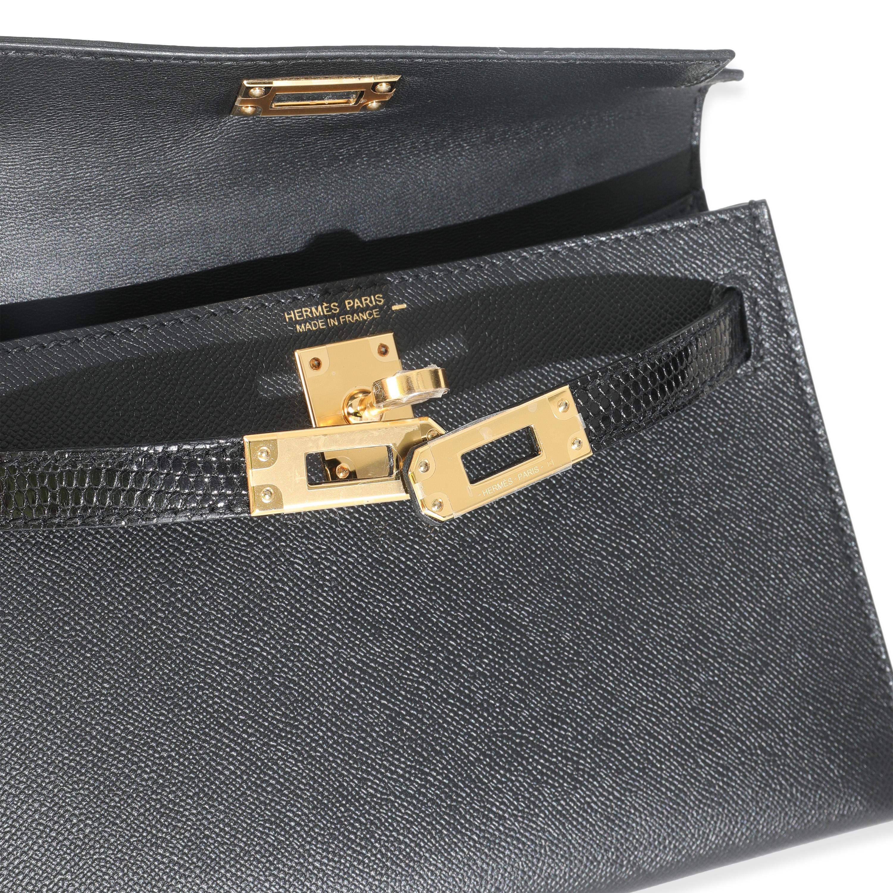 Hermès Negro Madame Lagarto Tacto Mini Kelly 20 II GHW en venta 5