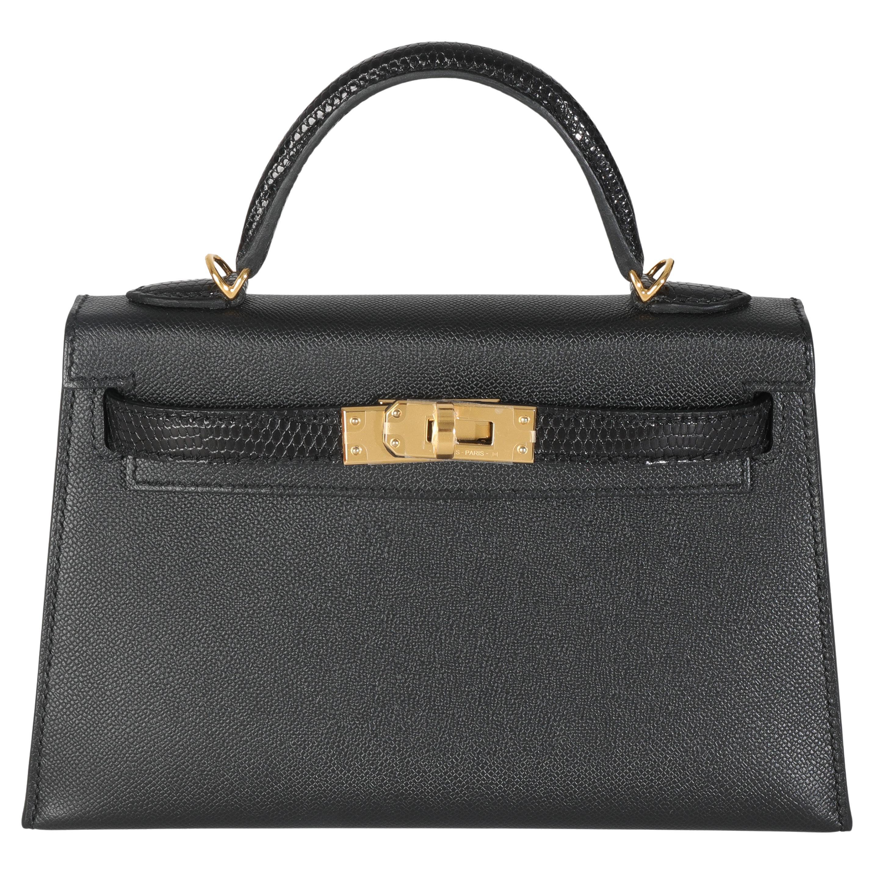 Hermès Negro Madame Lagarto Tacto Mini Kelly 20 II GHW en venta