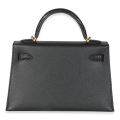 Hermès Black Madame Lizard Touch Sellier Mini Kelly 20 II GHW