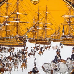 Hermes black MARINE ET CAVALERIE 90 silk twill Scarf