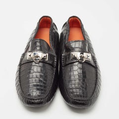Hermes Black Matt Crocodile Niloticus Irving Loafers Size 45