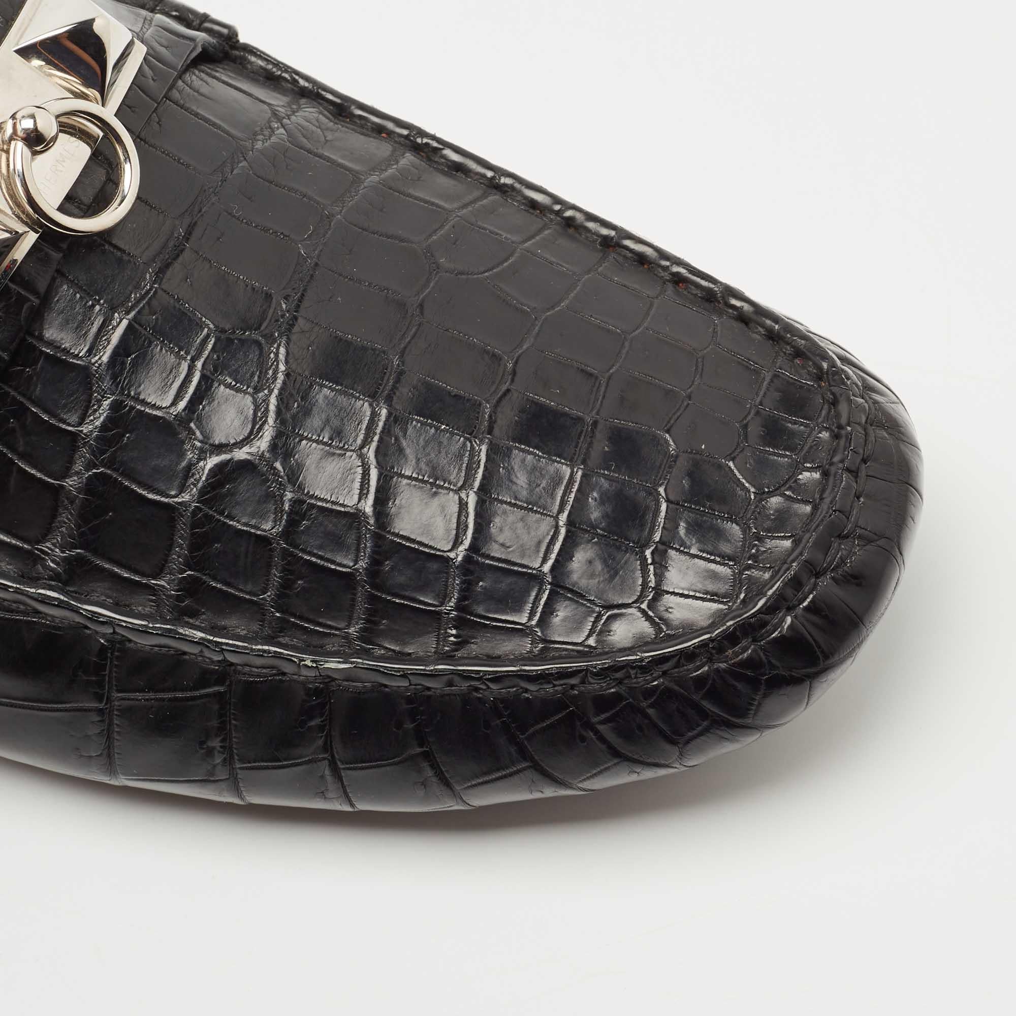 Hermes Black Matt Crocodile Niloticus Irving Loafers Size 45 1