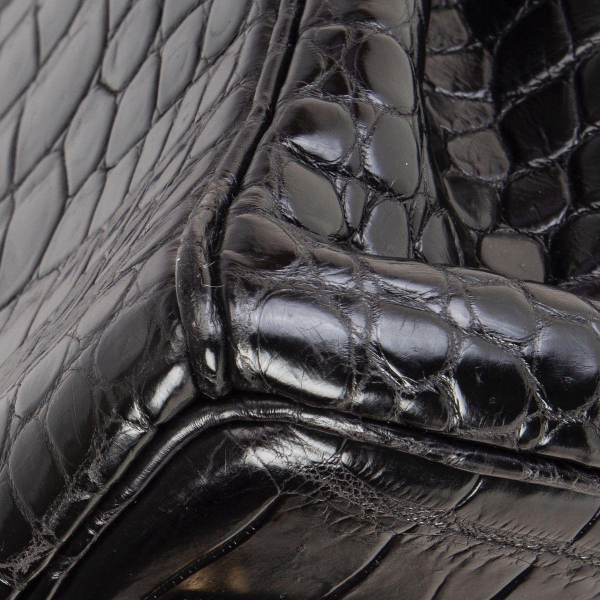 HERMES black Matt Porosus crocodile & DIAMOND BIRKIN 35 Bag 1