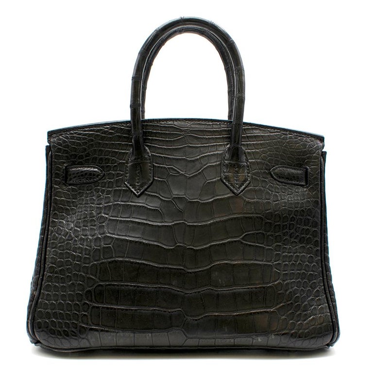 Hermes Black Matte Mississippiensis Alligator 30cm Birkin For Sale at