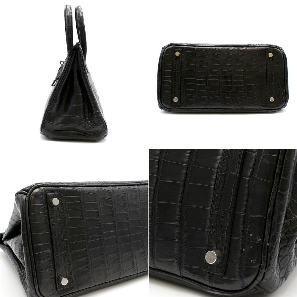 Hermes Black Matte Mississippiensis Alligator 30cm Birkin For Sale 1