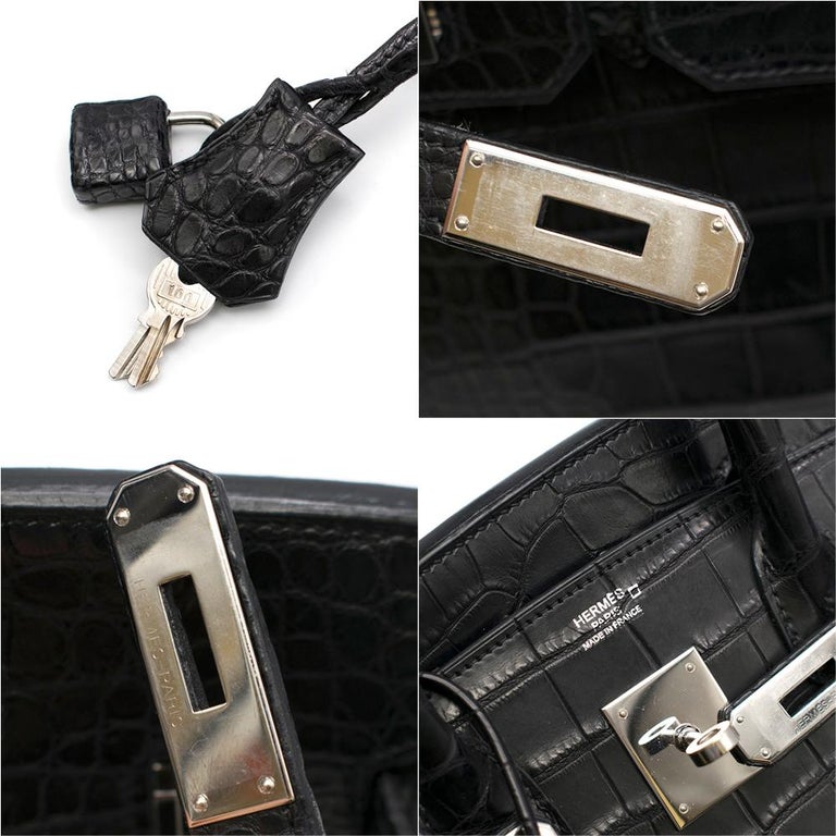 Hermes Black Matte Mississippiensis Alligator 30cm Birkin For Sale at