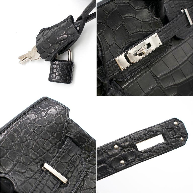 Hermes Black Matte Mississippiensis Alligator 30cm Birkin For Sale at