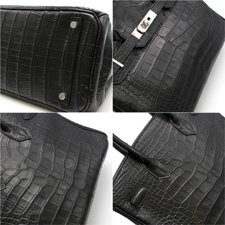 Hermes Black Matte Mississippiensis Alligator 30cm Birkin For Sale at