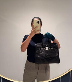 Hermès Black Matte Mississippiensis Alligator Leather Birkin 30cm Retourne