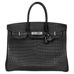 Hermès Black Matte Niloticus Crocodile Leather Birkin 35cm