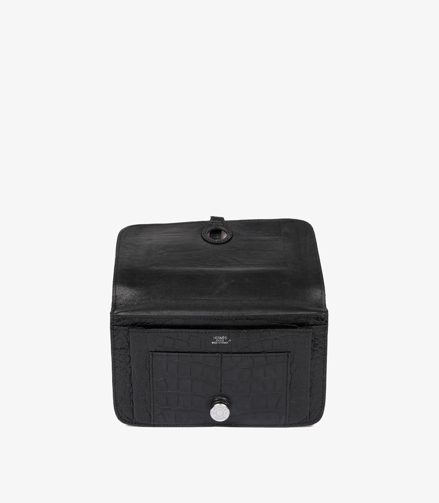 Women's or Men's Hermès Black Matte Porosus Crocodile Dogon GM