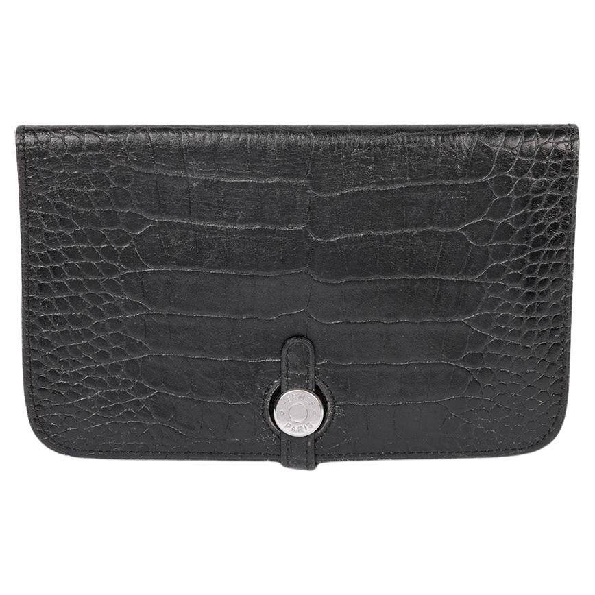 Hermès Black Matte Porosus Crocodile Dogon GM