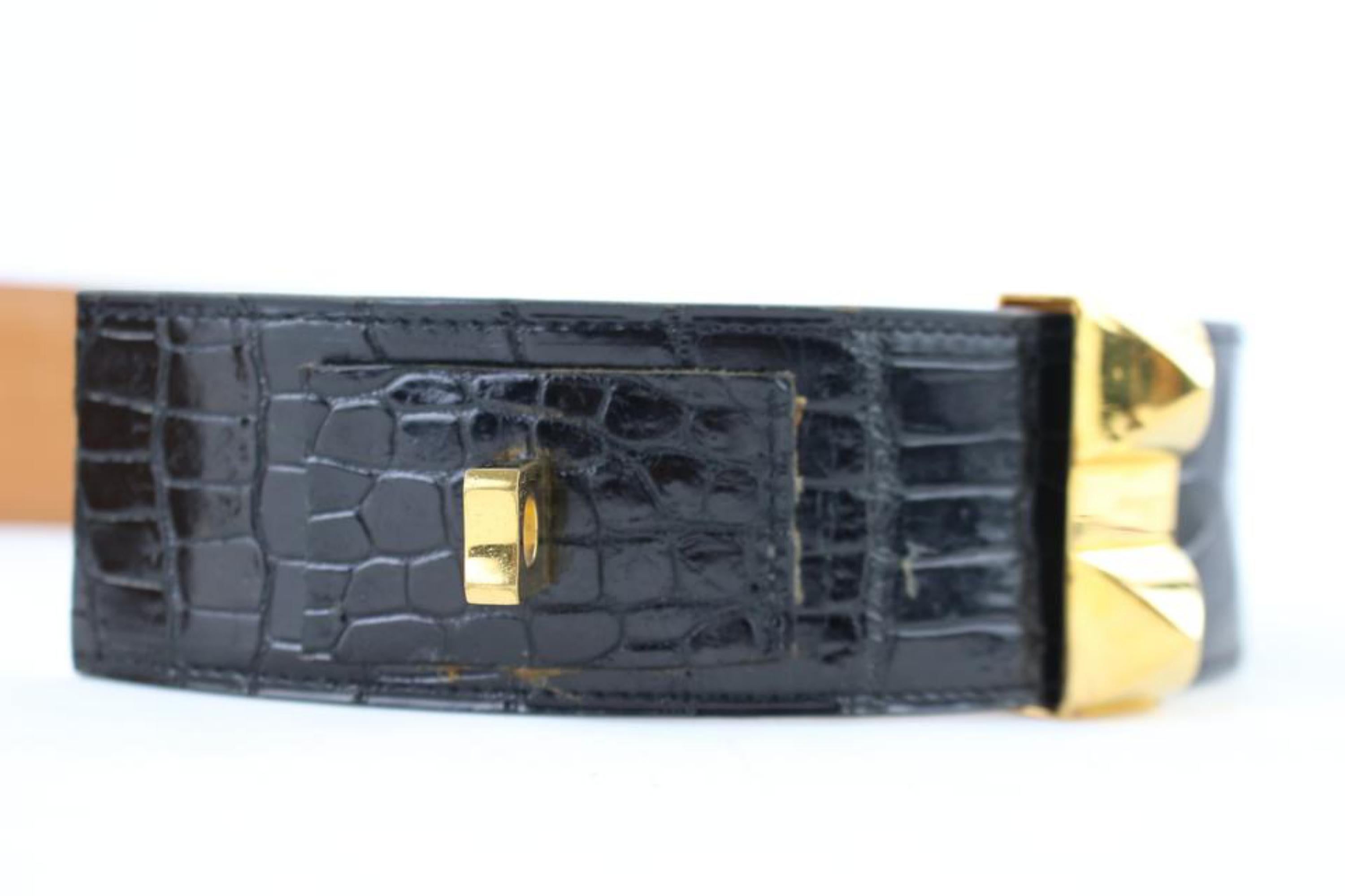 Hermès Black Medor 50mm Collier De Chien 222334 Belt For Sale 7