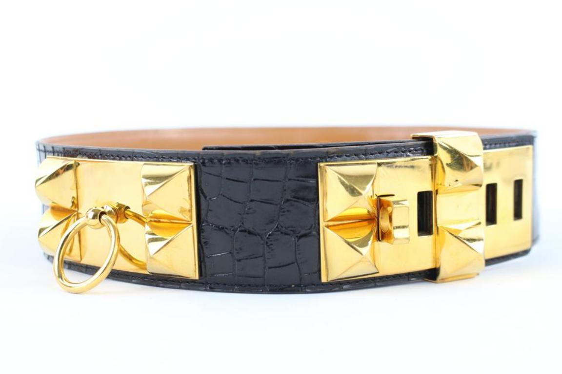 Brown Hermès Black Medor 50mm Collier De Chien 222334 Belt For Sale